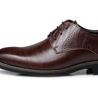 Mandotos men's leather shoes, dress and casual styles, large size, stylish men's business shoes in black with polished finish.