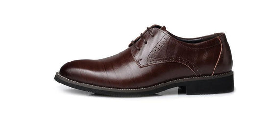 Mandotos men's leather shoes, dress and casual styles, large size, stylish men's business shoes in black with polished finish.