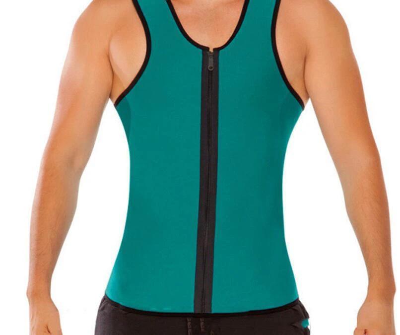 Men's sports vest rubber corset by MANDOTOS, featuring a snug, flexible black rubber design for active wear and support.
