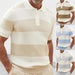 Men's summer fashion short sleeve lapel sweater by MANDOTOS, stylish casual men's clothing, lightweight and comfortable for warm weather.