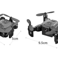 Mini folding drone by MANDOTOS with compact design, white body, and propellers, perfect for aerial photography and outdoor flying.