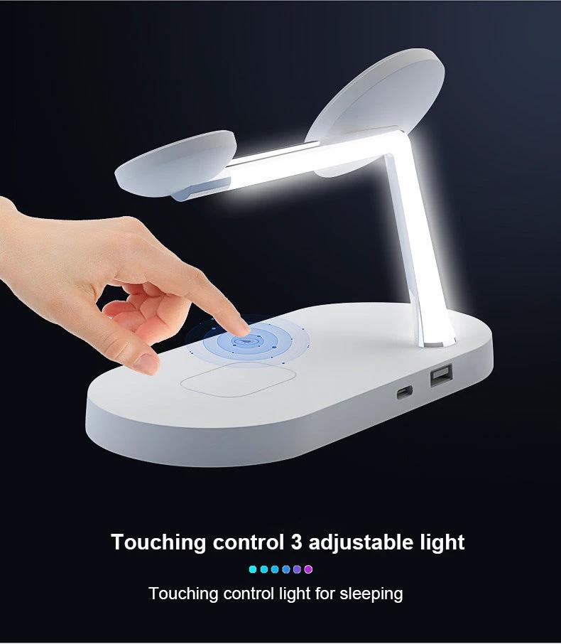 Mandotos multifunctional five-in-one magnetic wireless charger with phone, watch, headset holder, and 15W fast charging.