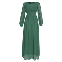 Mandotos Muslim women's long sleeve chiffon dress with modest design, flowing fabric, and elegant style for special occasions