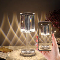 Mandotos crystal table lamp with diamond design, warm LED lighting, ideal for home decor, hotel decoration, or romantic night light.
