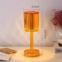 Mandotos crystal table lamp with diamond design, warm LED lighting, perfect for hotel decor, romantic ambiance, and home night lighting.