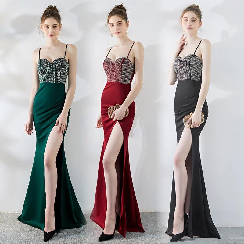 Mandotos one-shoulder mermaid dress with suspenders, elegant banquet gown featuring a sleek, fitted silhouette and stylish design
