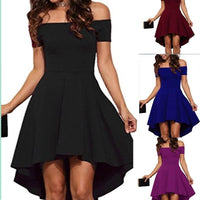 Mandotos one-shoulder short sleeve top paired with a large swallowtail skirt, stylish and elegant women's fashion ensemble.