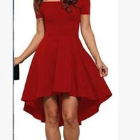 Mandotos one-shoulder short sleeve top paired with a large swallowtail skirt, elegant and stylish women's fashion ensemble.
