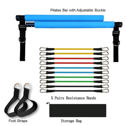 Mandotos portable Pilates bar for resistance training, shown with adjustable handles and sturdy construction for versatile workouts.