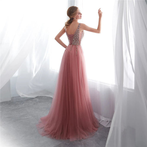 Elegant MANDOTOS prom dress with a flowing design, perfect for formal events and special occasions.