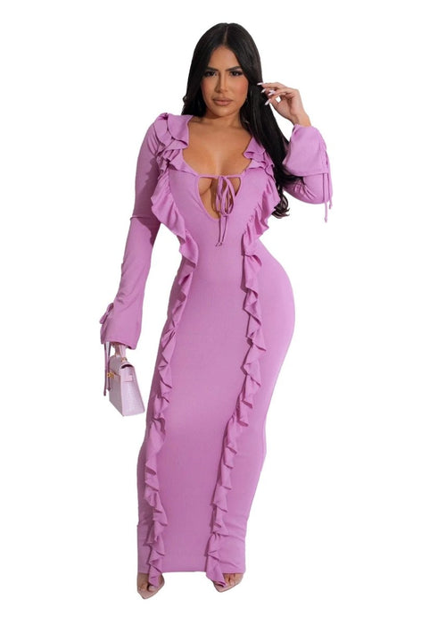 Mandotos pure color tied stringy selvedge dress featuring a sleek design and natural fabric texture.