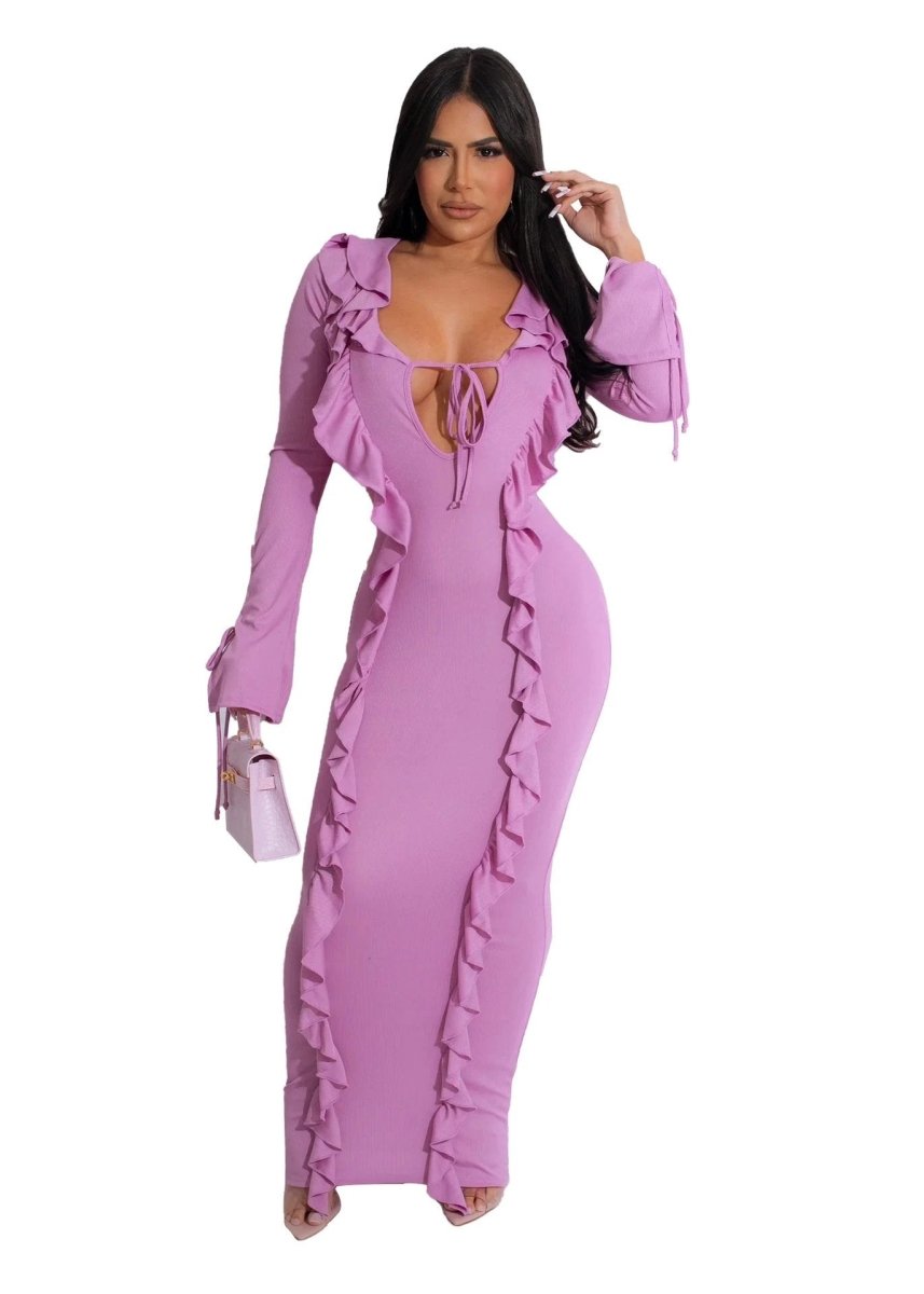 Mandotos pure color tied stringy selvedge dress featuring a sleek design and natural fabric texture.
