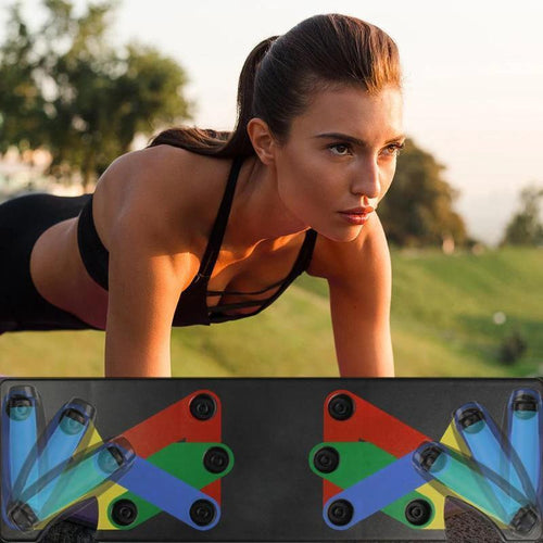 Mandotos 9-in-1 push-up rack and display shelves for body building, gym training, suitable for women and men.