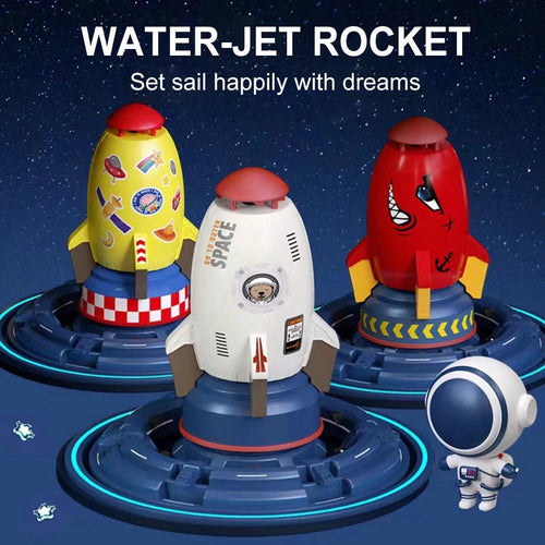 Mandotos outdoor rocket launcher toy with water pressure sprinkler, garden lawn water spray toy for kids summer outdoor play.