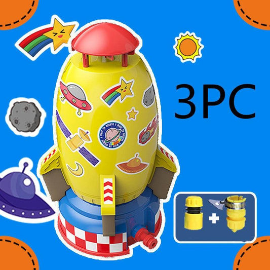 Mandotos outdoor rocket launcher toy with water spray, designed for kids to enjoy garden lawn water play and summer outdoor fun.