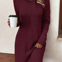 Mandotos seductive polyester mini dress in red, grey, brown, black, or apricot, available in sizes S to XL, shown on a model.