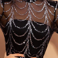 Mandotos sequins long sleeve maxi dress for women, elegant party dress with shimmering sequins and flowing design.