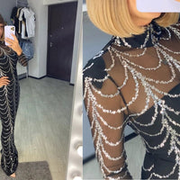 Mandotos sequins women’s maxi dress with long sleeves, elegant party dress with shimmering sequin details for special occasions