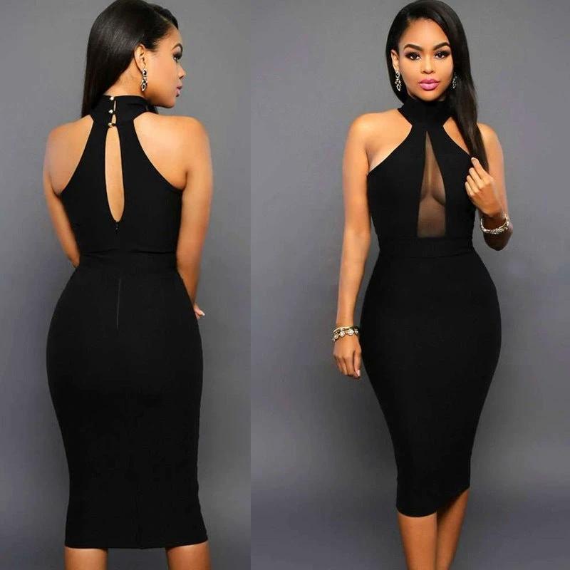 Mandotos sexy party dress in black with fitted silhouette and stylish design, perfect for evening events and celebrations.