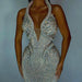 Mandotos sexy sequined sheath banquet dress with trailing hem, elegant evening gown for formal events.