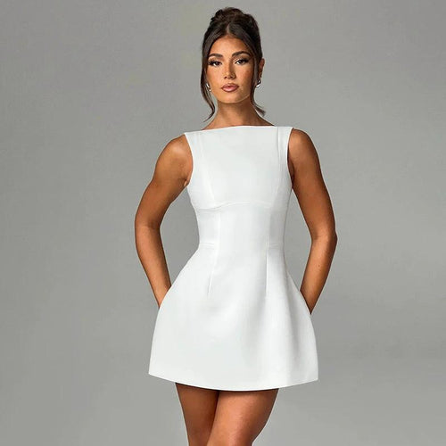 Mandotos sexy slim-fitting backless summer dress, sleeveless short dress with a stylish, flattering fit for warm weather.