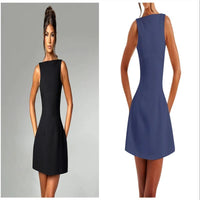 Mandotos sexy slim-fitting backless summer sleeveless short dress displayed on a model, highlighting its elegant design and fit.