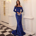 Mandotos strapless long sleeve sequins party evening dress, shown in elegant black with shimmering sequin details.