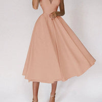 Mandotos women's sexy V-neck suspender dress, summer fashion A-line long dress with a flattering fit and stylish design.