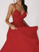 Mandotos women's sexy V-neck suspender summer dress, A-line long dress with a stylish V-neck and suspender straps.