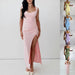 Mandotos slim sleeveless slit dress with back tie design, stylish women's fashion dress perfect for elegant occasions.