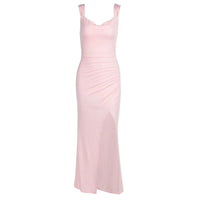 Mandotos slim sleeveless slit dress with back tie design, stylish women's fashion dress perfect for elegant occasions.