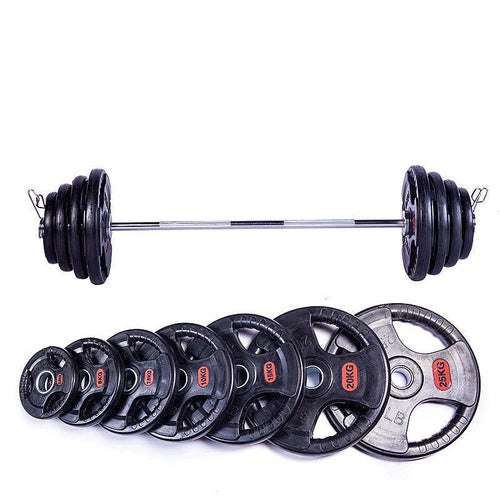 Mandotos three-hole rubber bag designed for gym weightlifting barbells, providing protection and grip for barbell exercises.