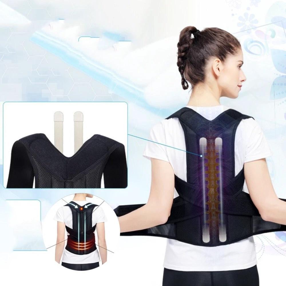 Mandotos spine bending posture corrector worn on back to improve posture and support spinal alignment.