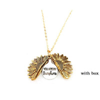 Mandotos sunflower double lettering necklace featuring a delicate chain and pendant with sunflower design on a white background