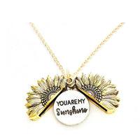 Mandotos sunflower double lettering necklace featuring a delicate chain and sunflower pendant, stylish and feminine jewelry.