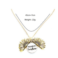 Mandotos sunflower double lettering necklace featuring gold chain and pendant with sunflower design and customizable initials.