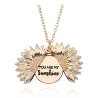 Mandotos sunflower double lettering necklace with gold chain and sunflower pendant, stylish jewelry for everyday wear.