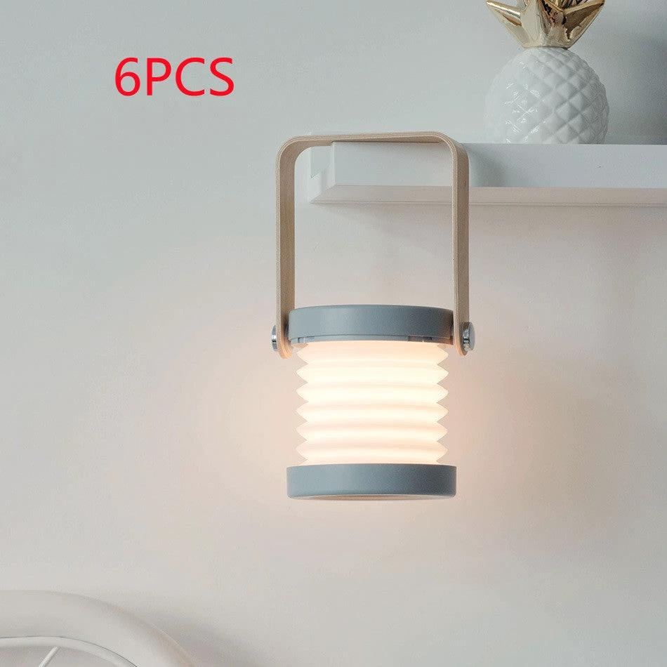 Mandotos touch control USB rechargeable night light in elegant white, green, gray, or red limited edition, showing a sleek bedside lamp.