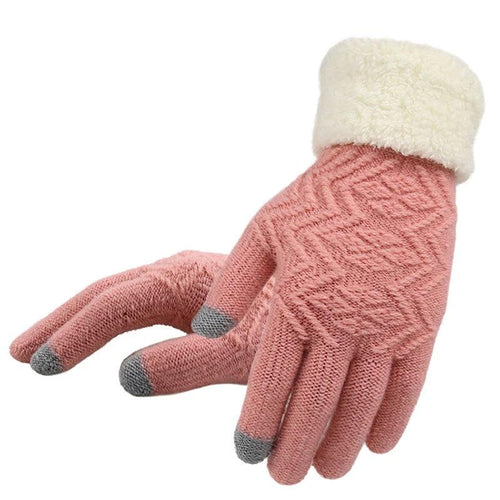 Mandotos winter knitted gloves in cozy, warm fabric, featuring a classic pattern and ribbed cuffs for cold weather.