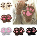 Mandotos winter half-cover paw bear cat claw gloves with short fingers, warm and cozy for cold weather.