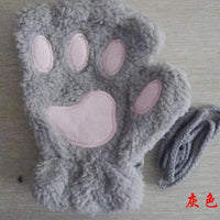 Mandotos winter half-cover paw bear cat claw gloves with short fingers, soft and cozy for cold weather.