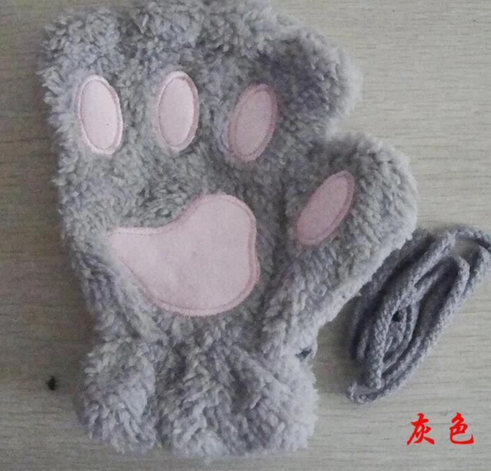 Mandotos winter half-cover paw bear cat claw gloves with short fingers, soft and cozy for cold weather.