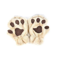 Mandotos winter half-cover paw bear cat claw gloves with short fingers, cozy and stylish for cold weather.