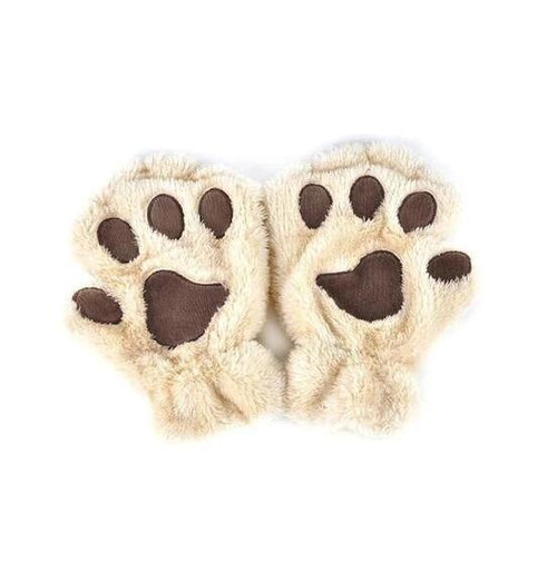 Mandotos winter half-cover paw bear cat claw gloves with short fingers, cozy and stylish for cold weather.