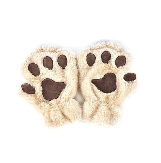 Mandotos winter half-cover paw bear cat claw gloves with short fingers, cozy and stylish for cold weather.