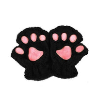 Mandotos winter short finger gloves with adorable paw and bear cat claw design, half-cover style for cozy warmth.