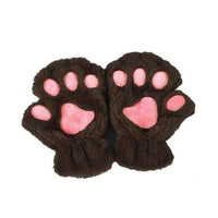 Mandotos winter cat claw gloves with half-cover paw design, short finger style for cozy warmth and stylish comfort.