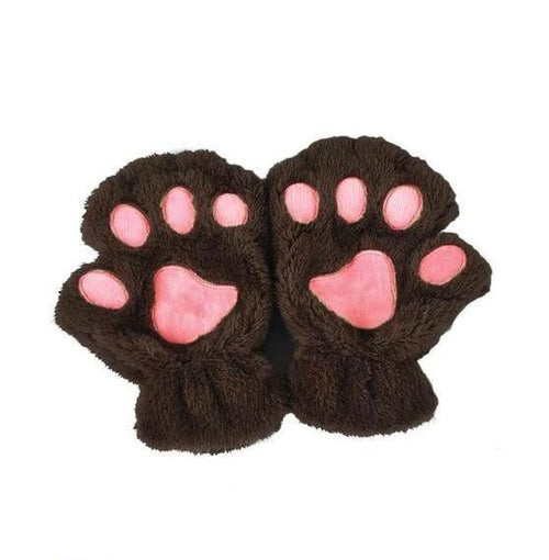 Mandotos winter cat claw gloves with half-cover paw design, short finger style for cozy warmth and stylish comfort.