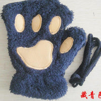 Mandotos winter half-cover paw bear cat claw gloves with short fingers, cozy and stylish for cold weather.