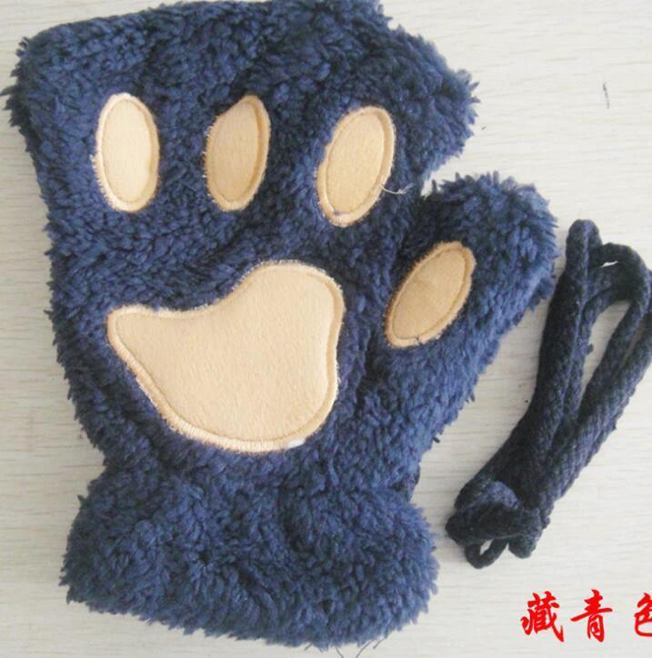 Mandotos winter half-cover paw bear cat claw gloves with short fingers, cozy and stylish for cold weather.